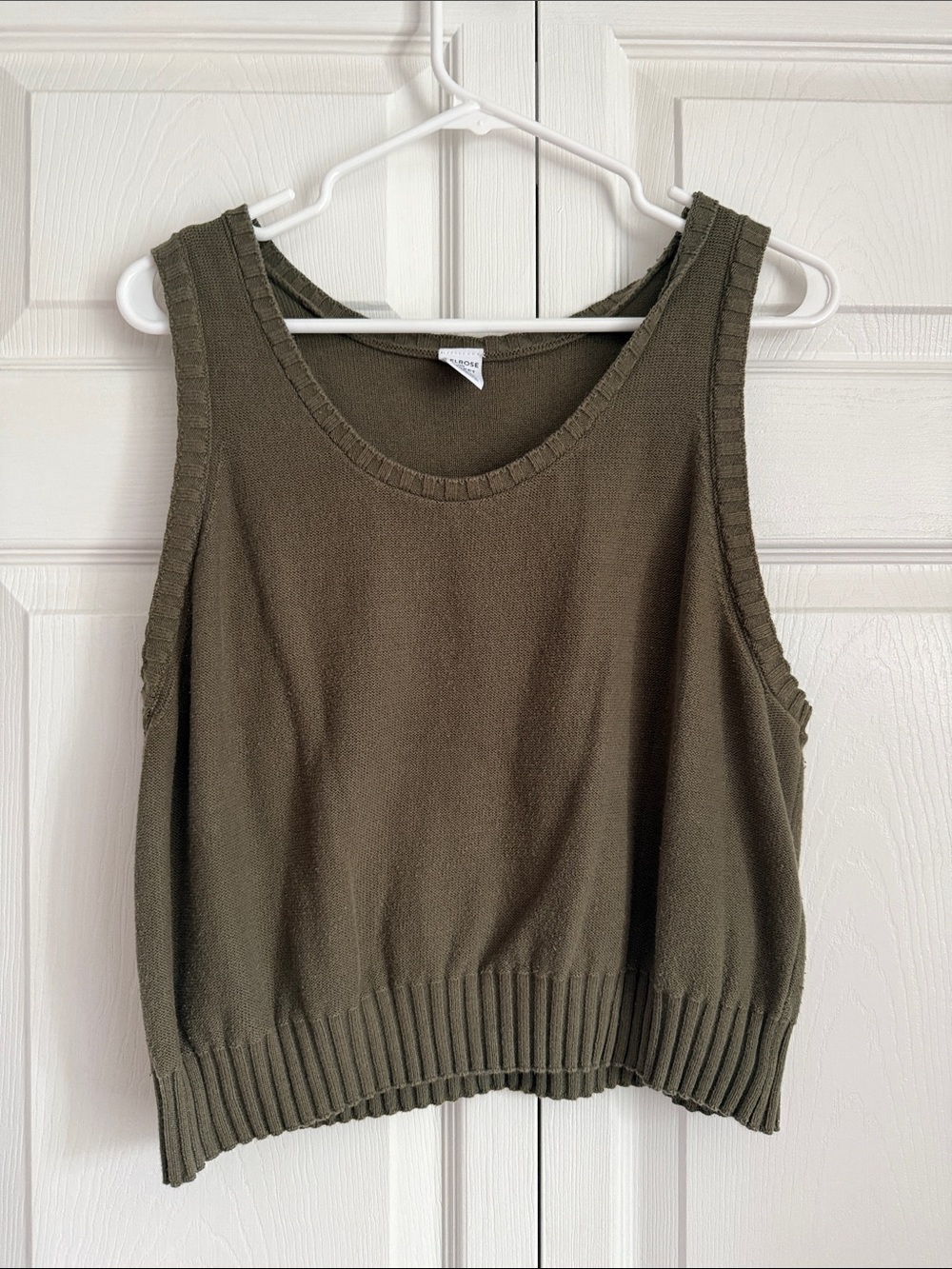 Melrose and Market Olive Green Ribbed Hem Tank